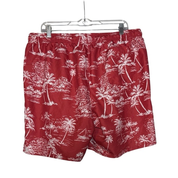 Old Navy Red and White Swim Trunks Palm Trees Beach Print Size Large Summer Swim - Picture 2 of 9